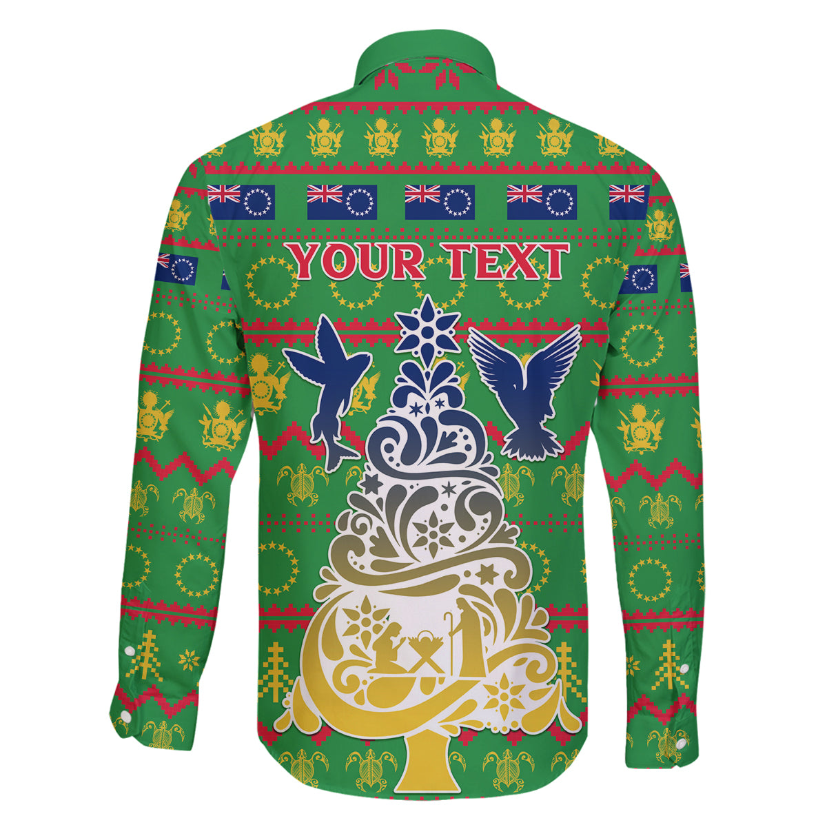 Personalised Cook Islands Christmas Family Matching Tank Maxi Dress and Hawaiian Shirt Santa Coat Of Arms Meri Kiritimiti LT05 - Polynesian Pride