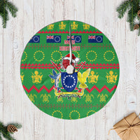 Cook Islands Christmas Tree Skirt Santa Coat Of Arms Meri Kiritimiti LT05 Casual Tree Skirts Green - Polynesian Pride