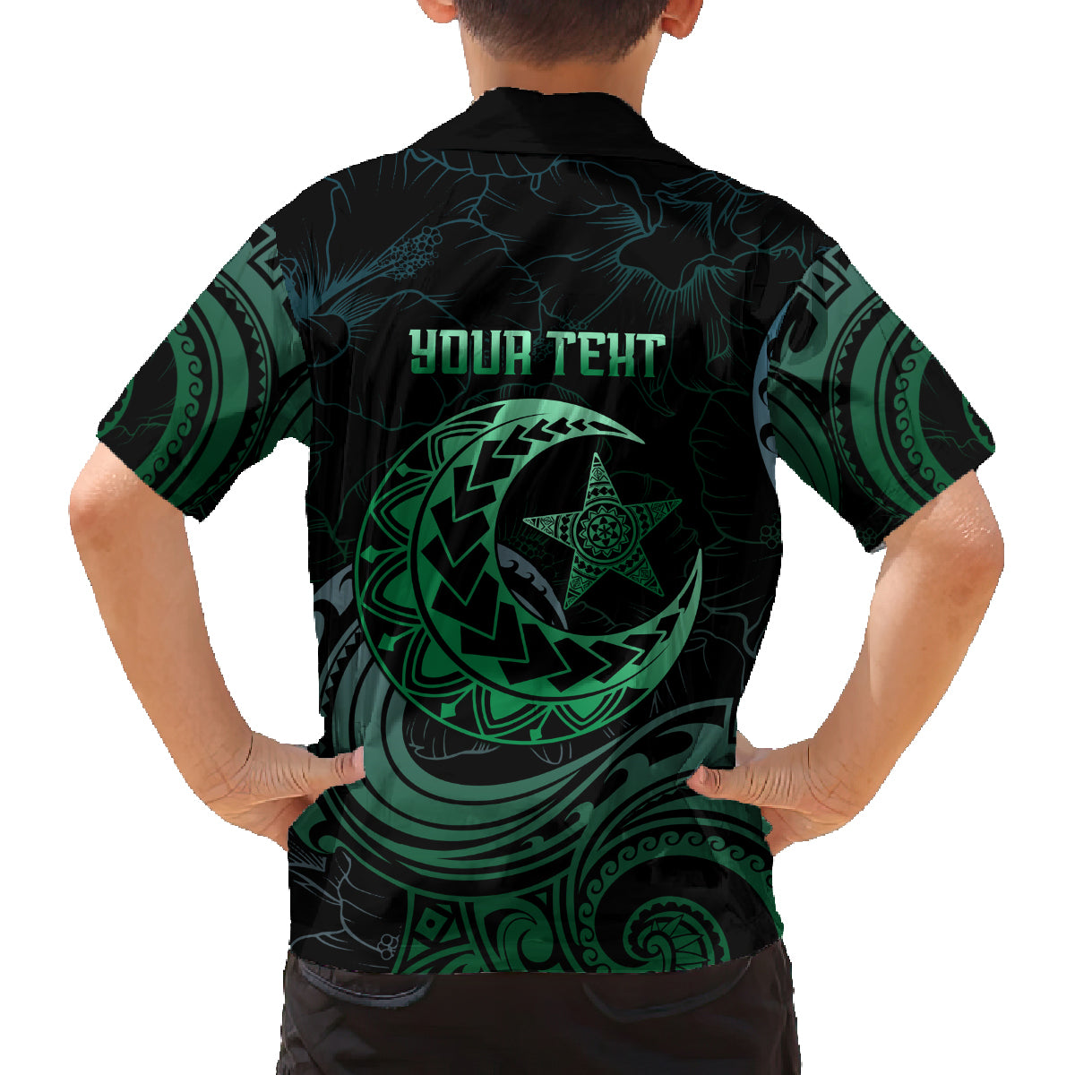 Personalised Polynesia Family Matching Puletasi Dress and Hawaiian Shirt With Islam Crescent And Star LT05 - Polynesian Pride