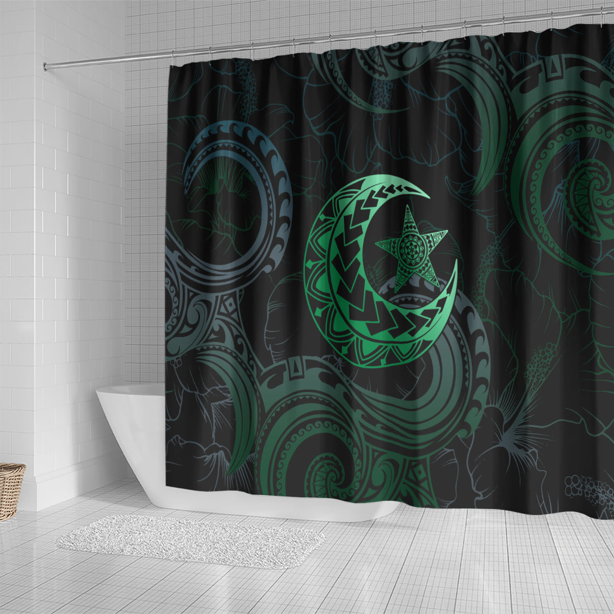 Polynesia Shower Curtain With Islam Crescent And Star LT05 - Polynesian Pride
