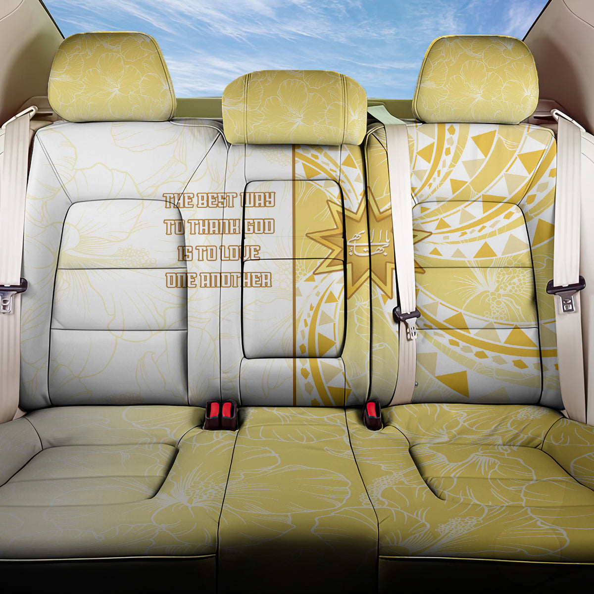 Polynesia Back Car Seat Cover Bahai Faith Symbol LT05 One Size Yellow - Polynesian Pride