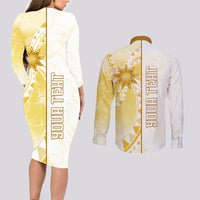 Personalised Polynesia Couples Matching Long Sleeve Bodycon Dress and Long Sleeve Button Shirt Bahai Faith Symbol LT05 - Polynesian Pride