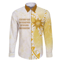 Personalised Polynesia Family Matching Long Sleeve Bodycon Dress and Hawaiian Shirt Bahai Faith Symbol LT05 Dad's Shirt - Long Sleeve Yellow - Polynesian Pride