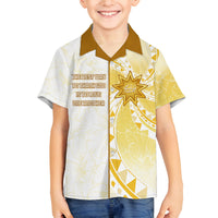 Personalised Polynesia Family Matching Summer Maxi Dress and Hawaiian Shirt Bahai Faith Symbol LT05 Son's Shirt Yellow - Polynesian Pride