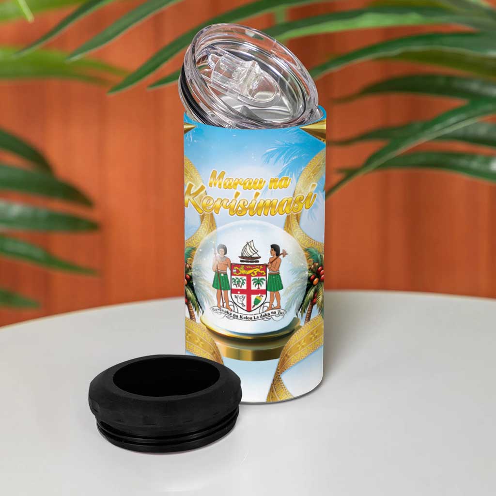 Fiji Christmas 4 in 1 Can Cooler Tumbler Snow Globe With Fijian Santa LT05