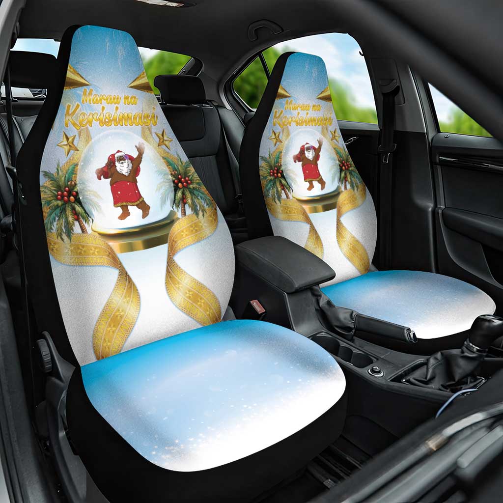 Fiji Christmas Car Seat Cover Snow Globe With Fijian Santa LT05 One Size Blue - Polynesian Pride