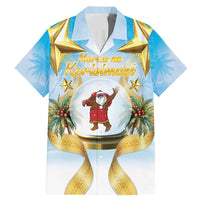 Fiji Christmas Family Matching Mermaid Dress and Hawaiian Shirt Snow Globe With Fijian Santa LT05 Dad's Shirt - Short Sleeve Blue - Polynesian Pride