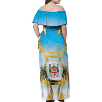 Fiji Christmas Family Matching Off Shoulder Maxi Dress and Hawaiian Shirt Snow Globe With Fijian Santa LT05 - Polynesian Pride
