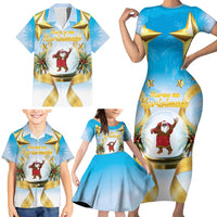 Fiji Christmas Family Matching Short Sleeve Bodycon Dress and Hawaiian Shirt Snow Globe With Fijian Santa LT05 - Polynesian Pride