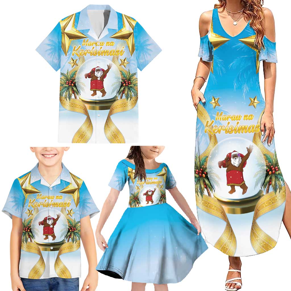 Fiji Christmas Family Matching Summer Maxi Dress and Hawaiian Shirt Snow Globe With Fijian Santa LT05 - Polynesian Pride