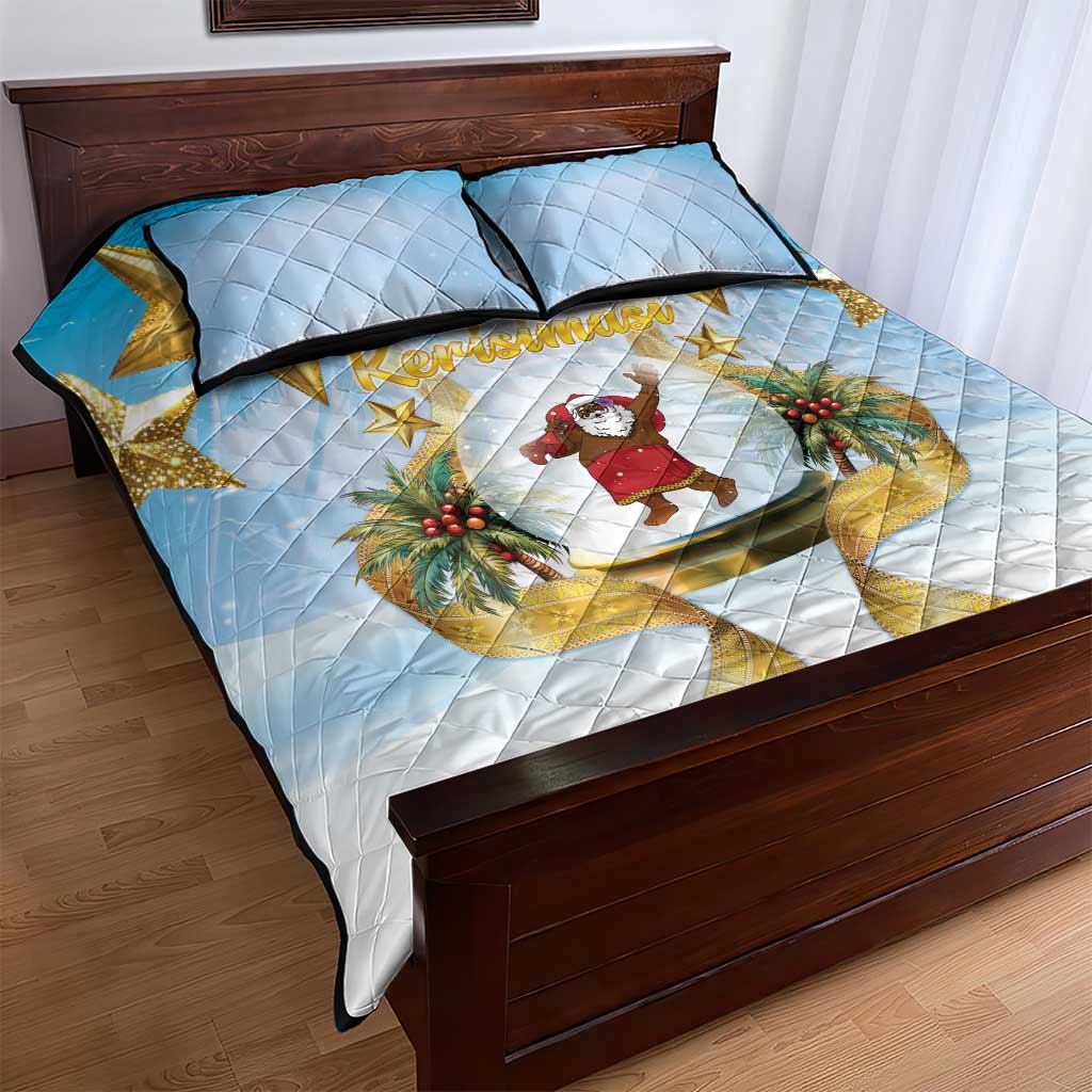 Fiji Christmas Quilt Bed Set Snow Globe With Fijian Santa LT05