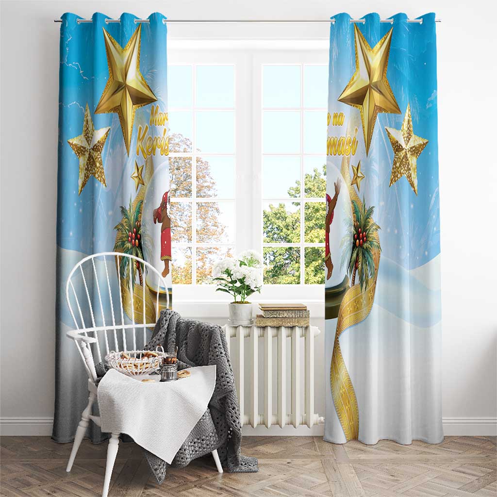 Fiji Christmas Window Curtain Snow Globe With Fijian Santa LT05