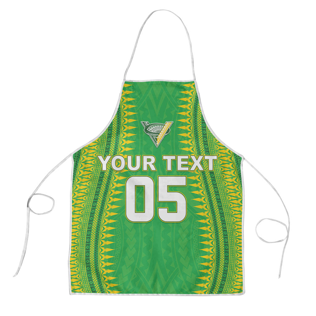 Cook Islands Rugby Custom Apron Kuki Tribal Pattern Green Version LT05 Green - Polynesian Pride