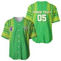 Cook Islands Rugby Custom Baseball Jersey Kuki Tribal Pattern Green Version LT05 - Polynesian Pride