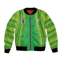 Cook Islands Rugby Custom Bomber Jacket Kuki Tribal Pattern Green Version LT05 Unisex Green - Polynesian Pride