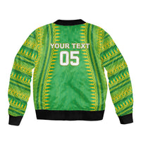 Cook Islands Rugby Custom Bomber Jacket Kuki Tribal Pattern Green Version LT05 - Polynesian Pride