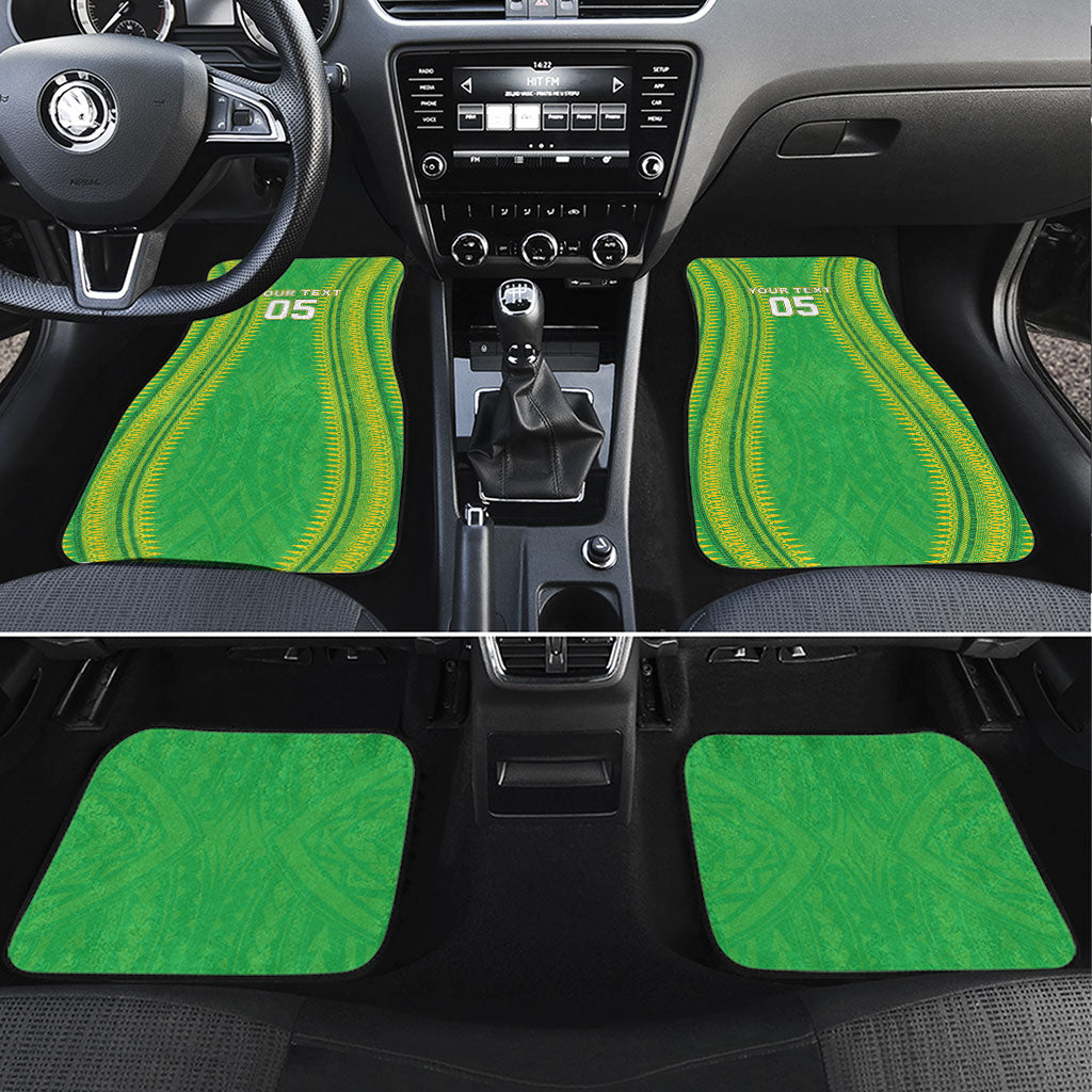 Cook Islands Rugby Custom Car Mats Kuki Tribal Pattern Green Version LT05 Set 4pcs Green - Polynesian Pride