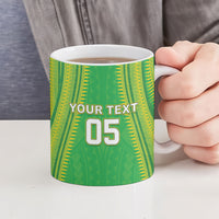 Cook Islands Rugby Custom Ceramic Mug Kuki Tribal Pattern Green Version LT05 - Polynesian Pride