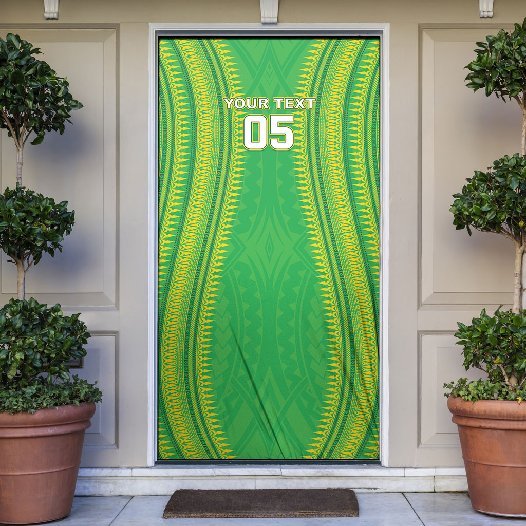 Cook Islands Rugby Custom Door Cover Kuki Tribal Pattern Green Version LT05 Green - Polynesian Pride