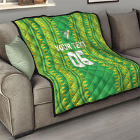 Cook Islands Rugby Custom Quilt Kuki Tribal Pattern Green Version LT05 - Polynesian Pride