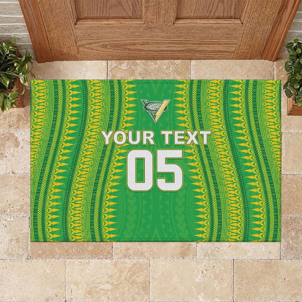 Cook Islands Rugby Custom Rubber Doormat Kuki Tribal Pattern Green Version LT05 Green - Polynesian Pride