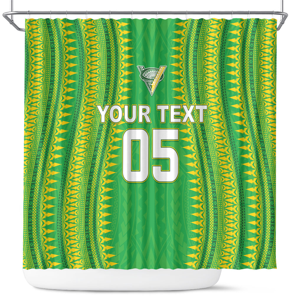 Cook Islands Rugby Custom Shower Curtain Kuki Tribal Pattern Green Version LT05 Green - Polynesian Pride