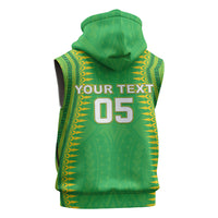 Cook Islands Rugby Custom Sleeveless Hoodie Kuki Tribal Pattern Green Version LT05 - Polynesian Pride