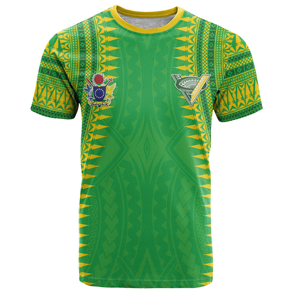 Cook Islands Rugby Custom T Shirt Kuki Tribal Pattern Green Version LT05 Green - Polynesian Pride