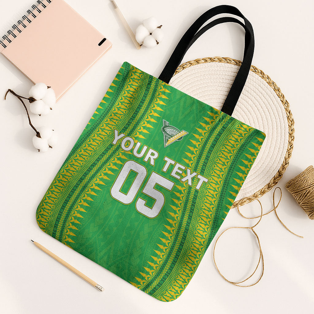 Cook Islands Rugby Custom Tote Bag Kuki Tribal Pattern Green Version LT05 Black Strap One Size Green - Polynesian Pride
