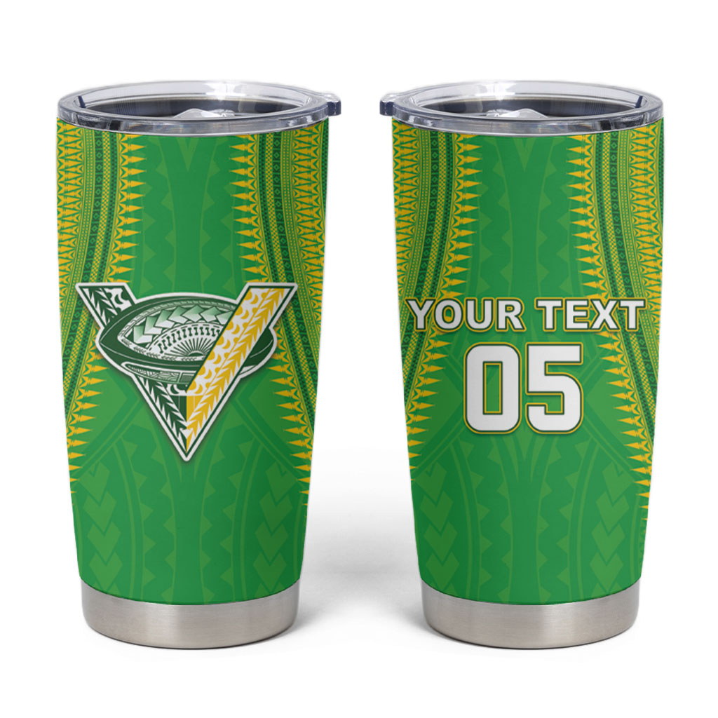 Cook Islands Rugby Custom Tumbler Cup Kuki Tribal Pattern Green Version LT05 Green - Polynesian Pride