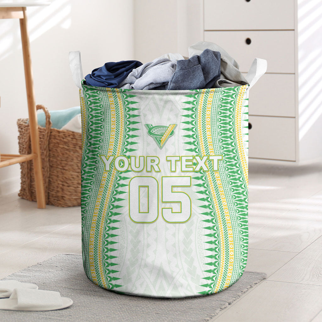 Cook Islands Rugby Custom Laundry Basket Kuki Tribal Pattern White Version LT05 White - Polynesian Pride