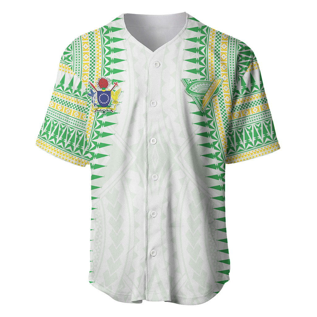 Cook Islands Rugby Custom Baseball Jersey Kuki Tribal Pattern White Version LT05 White - Polynesian Pride