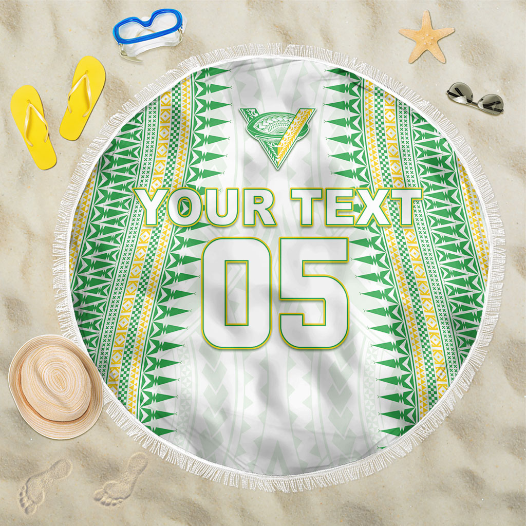 Cook Islands Rugby Custom Beach Blanket Kuki Tribal Pattern White Version LT05 One Size 150cm White - Polynesian Pride