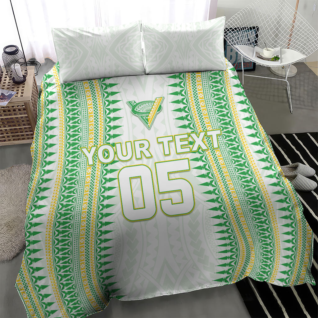 Cook Islands Rugby Custom Bedding Set Kuki Tribal Pattern White Version LT05 - Polynesian Pride