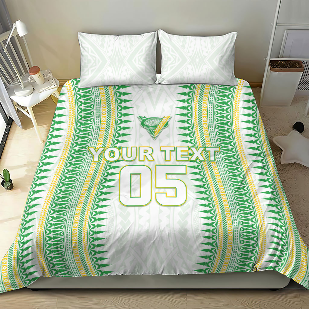 Cook Islands Rugby Custom Bedding Set Kuki Tribal Pattern White Version LT05 - Polynesian Pride