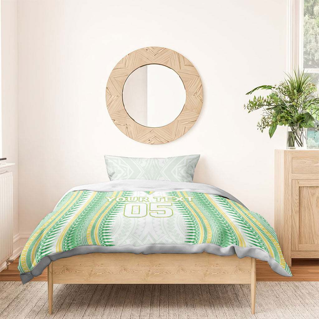 Cook Islands Rugby Custom Bedding Set Kuki Tribal Pattern White Version LT05 - Polynesian Pride