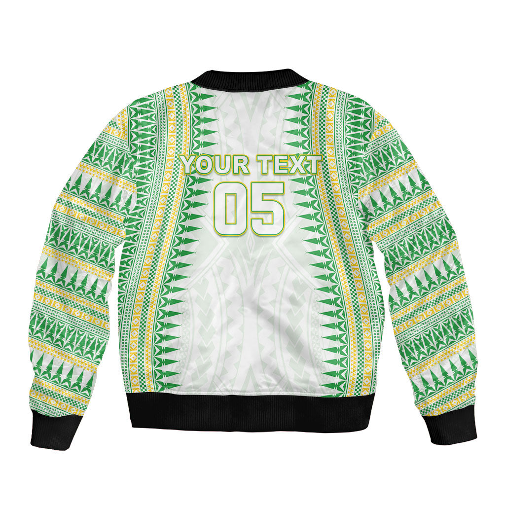 Cook Islands Rugby Custom Bomber Jacket Kuki Tribal Pattern White Version LT05 - Polynesian Pride