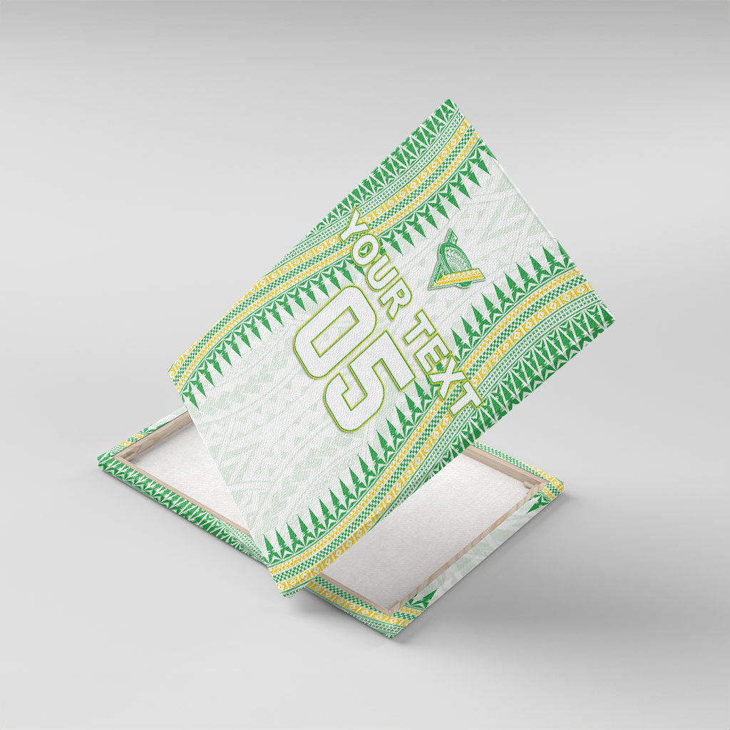 Cook Islands Rugby Custom Canvas Wall Art Kuki Tribal Pattern White Version LT05 With Frame White - Polynesian Pride
