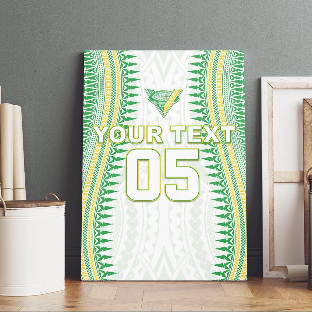 Cook Islands Rugby Custom Canvas Wall Art Kuki Tribal Pattern White Version LT05 - Polynesian Pride