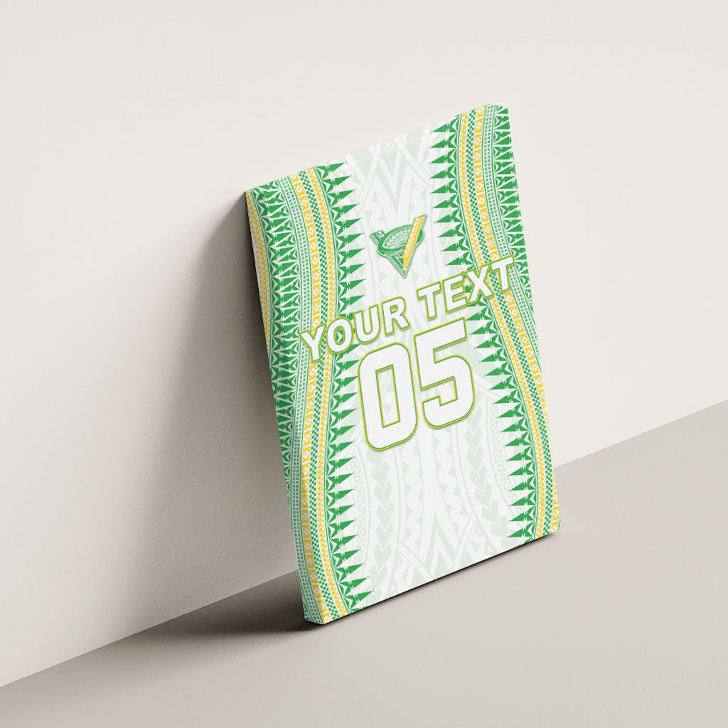Cook Islands Rugby Custom Canvas Wall Art Kuki Tribal Pattern White Version LT05 - Polynesian Pride
