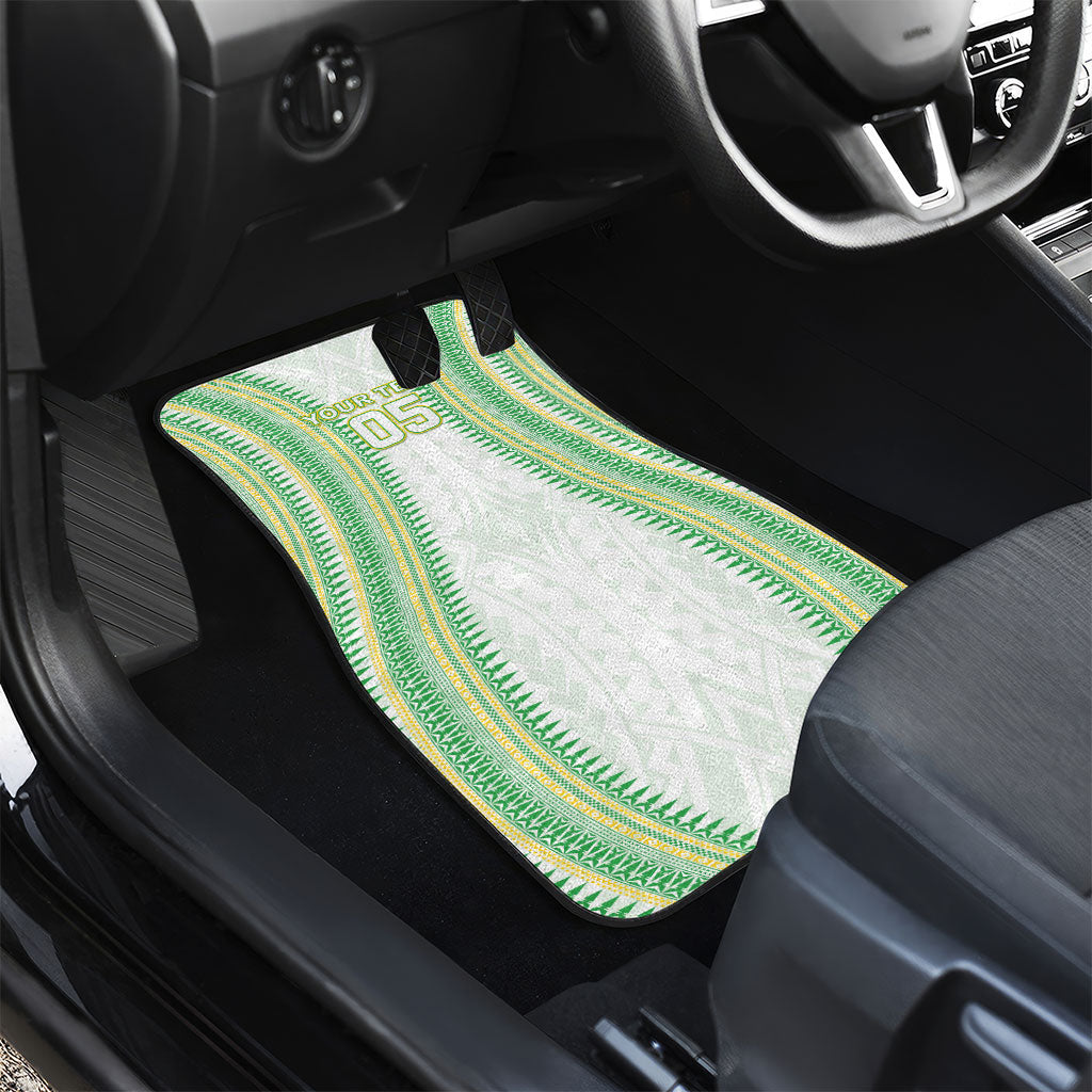 Cook Islands Rugby Custom Car Mats Kuki Tribal Pattern White Version LT05 - Polynesian Pride