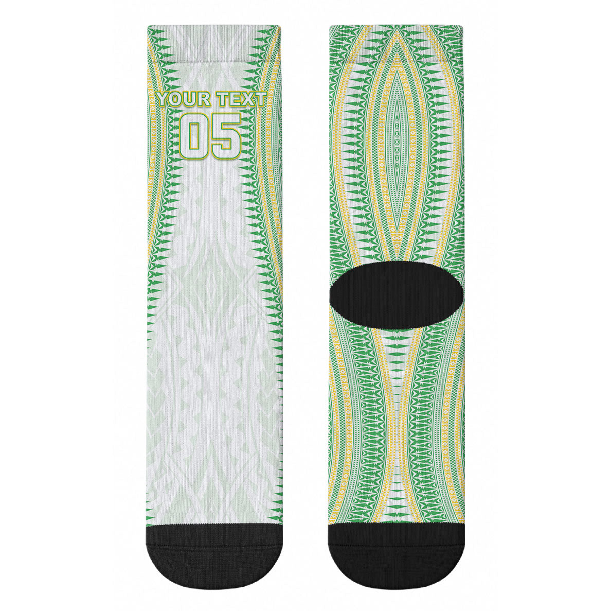 Cook Islands Rugby Custom Crew Socks Kuki Tribal Pattern White Version LT05 - Polynesian Pride