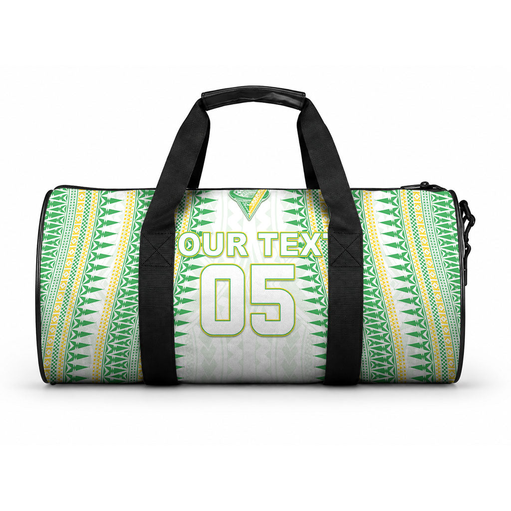 Cook Islands Rugby Custom Duffle Bag Kuki Tribal Pattern White Version LT05 One size White - Polynesian Pride
