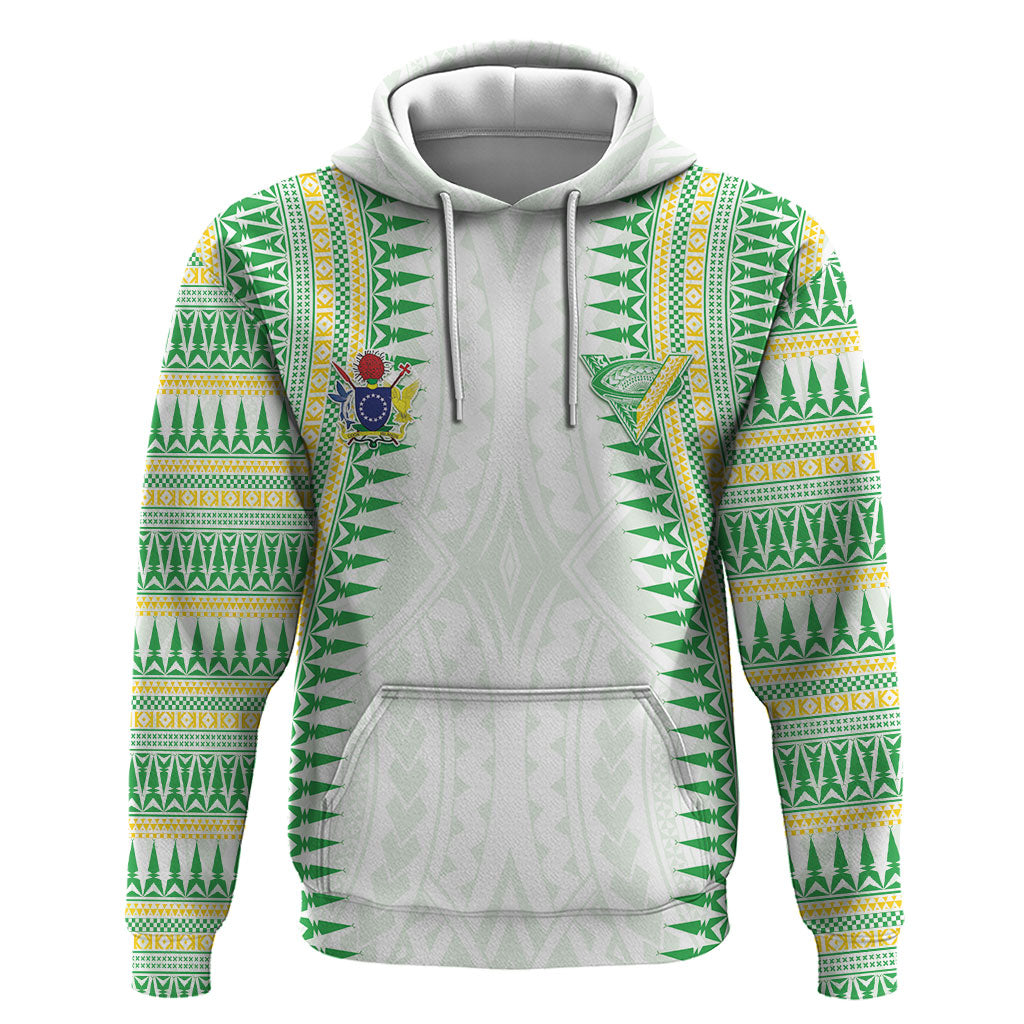 Cook Islands Rugby Custom Hoodie Kuki Tribal Pattern White Version LT05 Pullover Hoodie White - Polynesian Pride