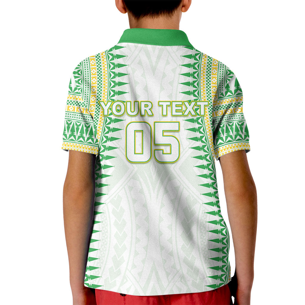 Cook Islands Rugby Custom Kid Polo Shirt Kuki Tribal Pattern White Version LT05 - Polynesian Pride