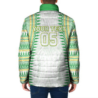 Cook Islands Rugby Custom Padded Jacket Kuki Tribal Pattern White Version LT05 - Polynesian Pride