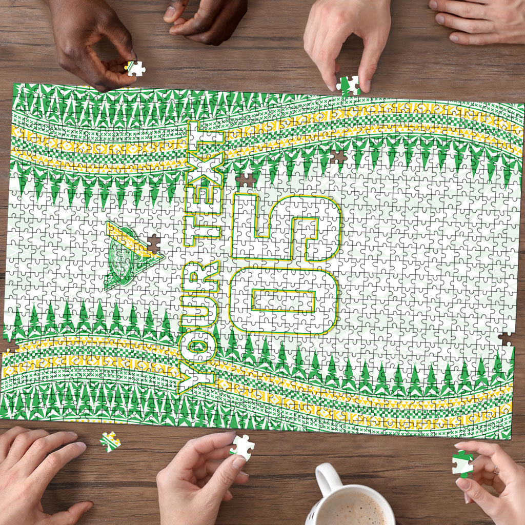 Cook Islands Rugby Custom Puzzle Kuki Tribal Pattern White Version LT05 - Polynesian Pride