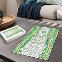 Cook Islands Rugby Custom Puzzle Kuki Tribal Pattern White Version LT05 - Polynesian Pride