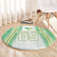 Cook Islands Rugby Custom Round Carpet Kuki Tribal Pattern White Version LT05 - Polynesian Pride