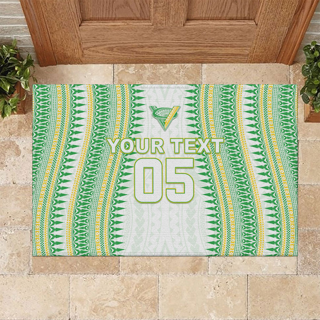 Cook Islands Rugby Custom Rubber Doormat Kuki Tribal Pattern White Version LT05 White - Polynesian Pride